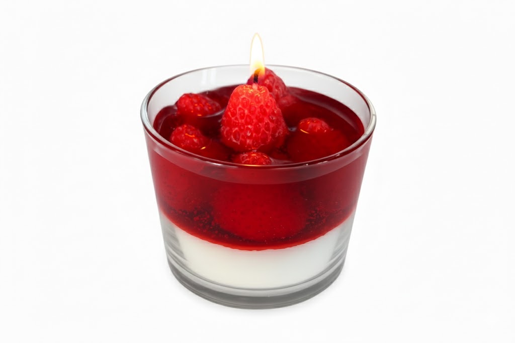 Vela Fresas con Yogurt - Diseño Realista