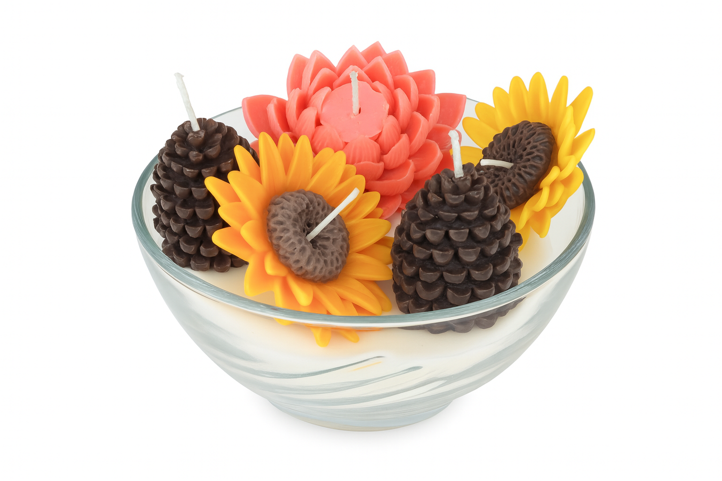 Vela Tazón de Flores - Diseño Realista