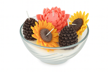 Vela Tazón de Flores - Diseño Realista