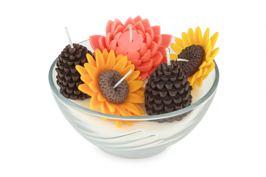 Vela Tazón de Flores - Diseño Realista