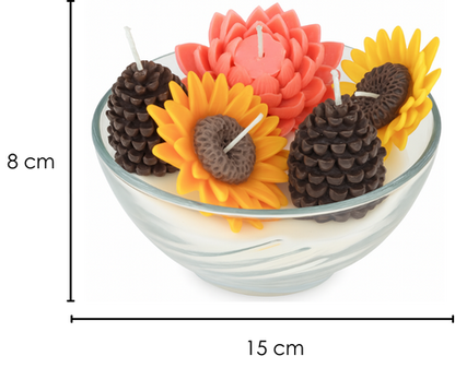 Vela Tazón de Flores - Diseño Realista