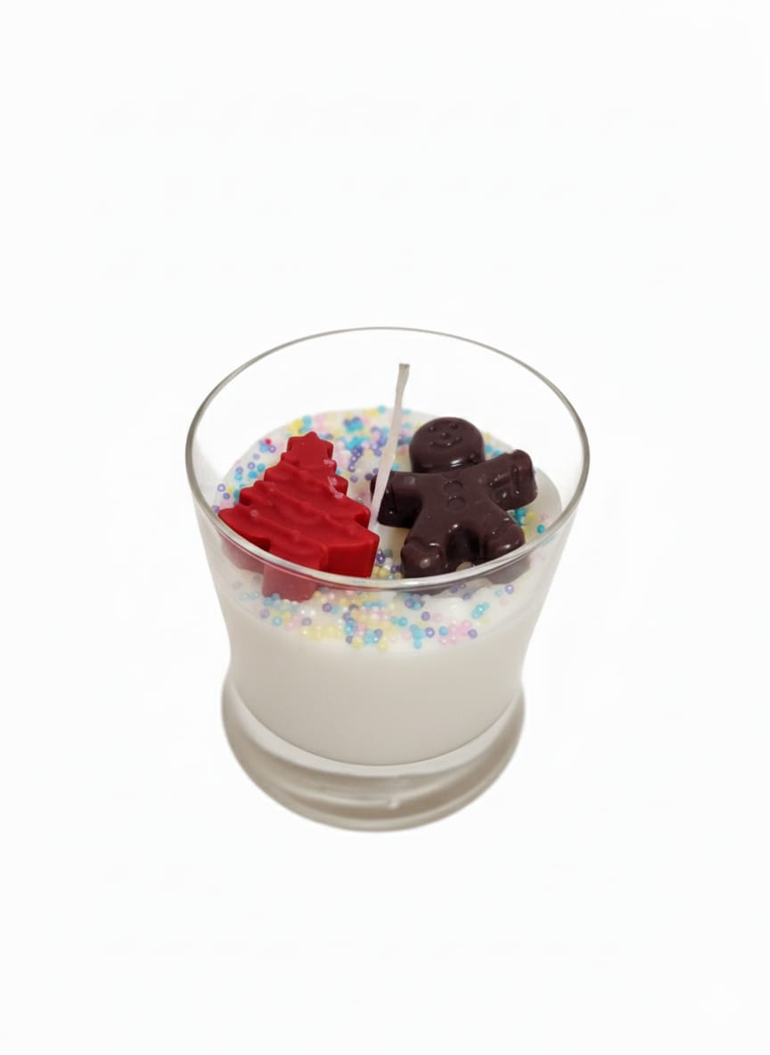 Vela Vaso Navideño Árbol y Muñeco - Navidad