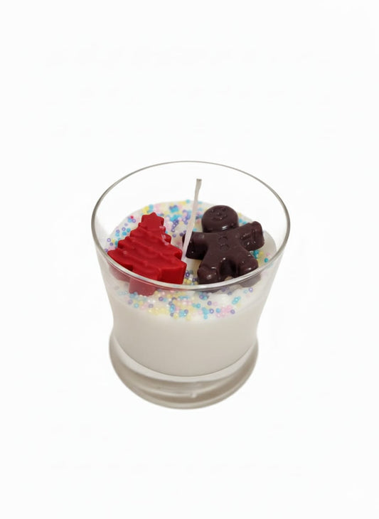 Vela Vaso Navideño Árbol y Muñeco - Navidad